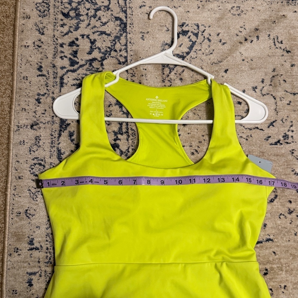 Antonio Melani Active Tennis Courtside Mini Dress hidden side pocket lime Large - Picture 5 of 10